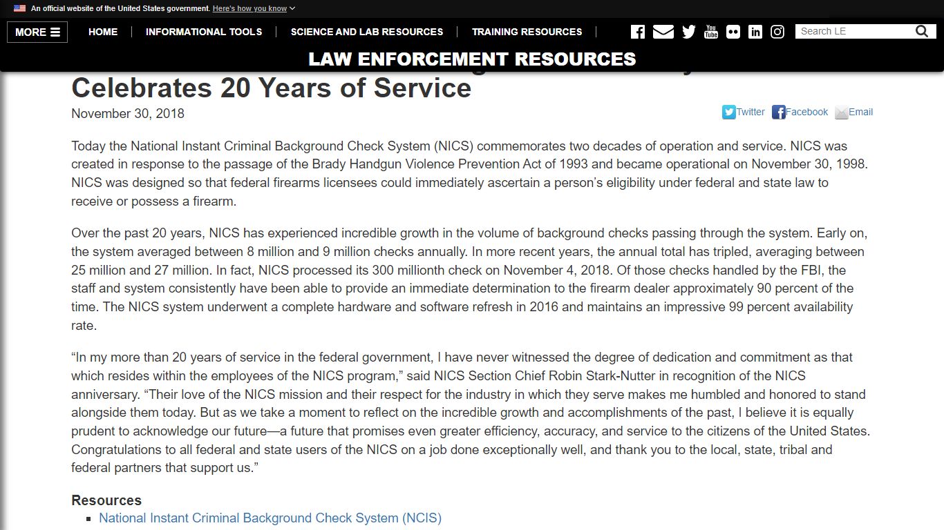 National Instant Criminal Background Check System Celebrates 20 Years ...